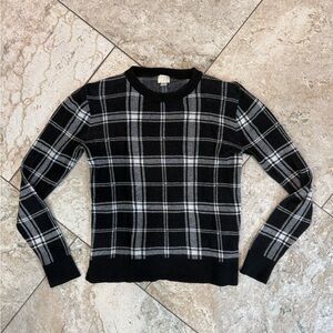 Plaid Black and White Women's Sweater